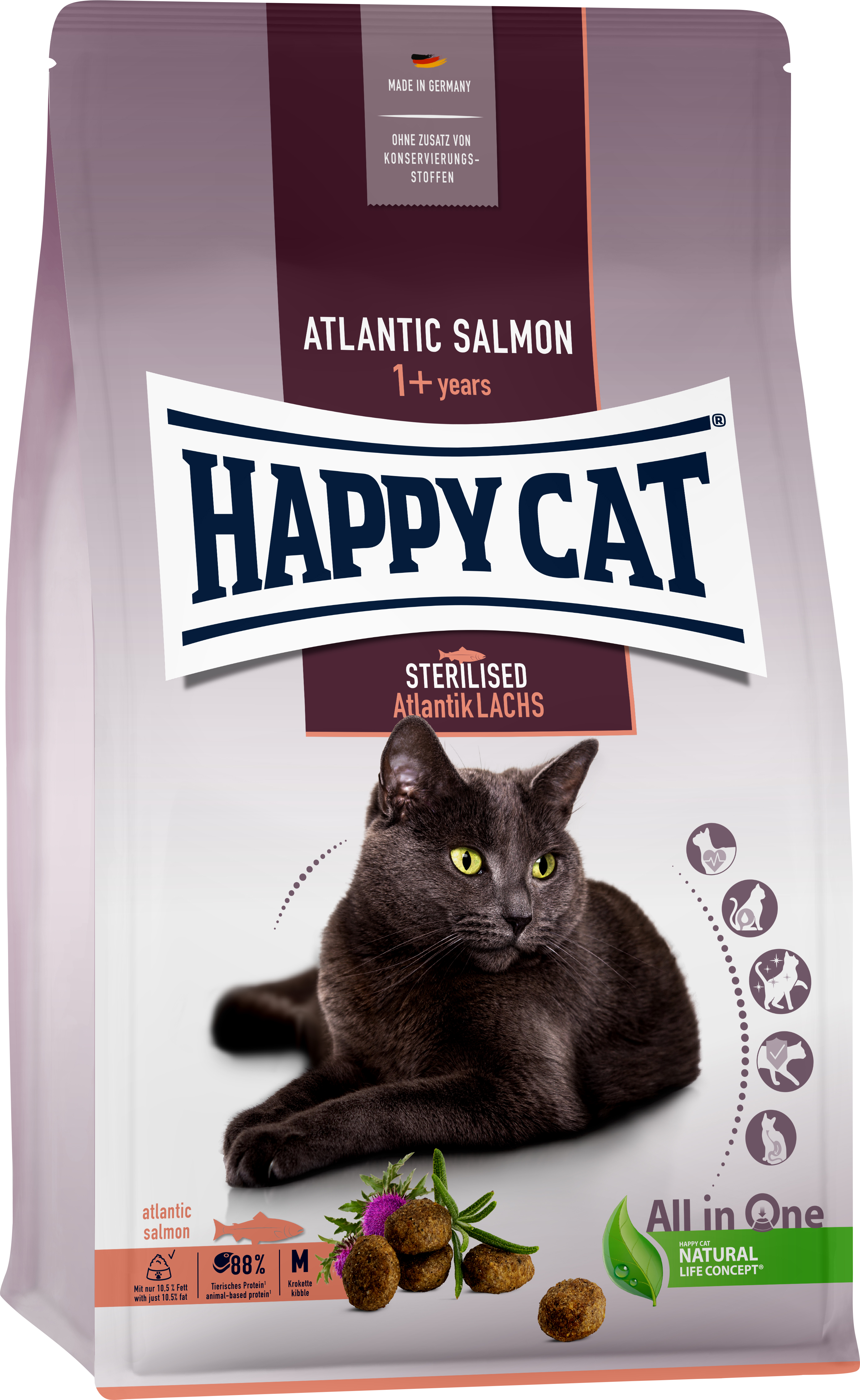 

Сухий корм Happy Cat Sterilised Atlantik Lachs для дорослих стерилізованих кішок зі смаком атлантичного лосося 10 кг (70581)