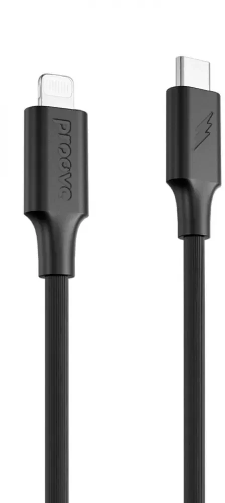 Акція на Proove Cable USB-C to Lightning Striped Silicone 1m Black від Stylus