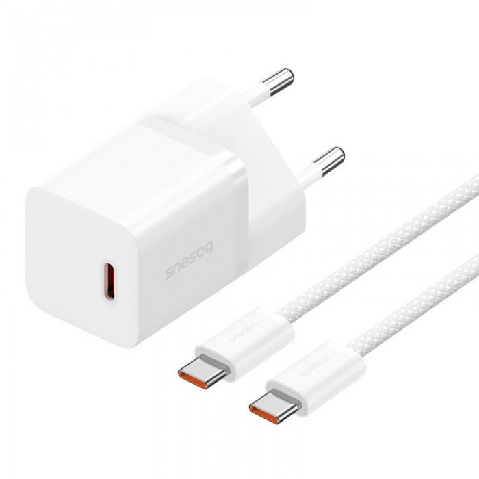 Акція на Baseus USB-C Wall Charger GaN5 mini 1C 30W with USB-C Cable White (P10110902213-00) від Stylus