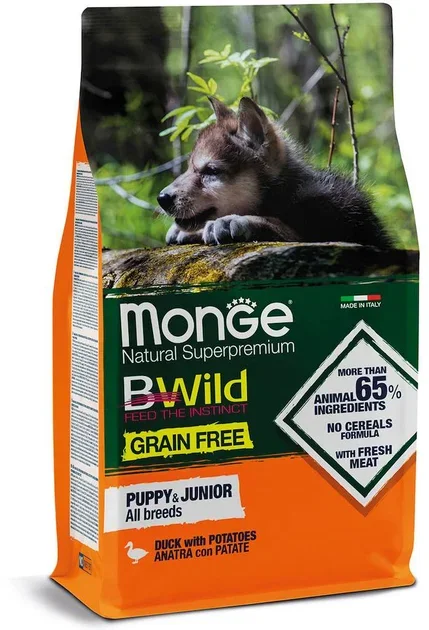 Акція на Сухой беззерновой корм Monge Dog Be Wild Gr. Free Puppy & Junior для щенков, с уткой 2.5 кг (8009470004787) від Stylus