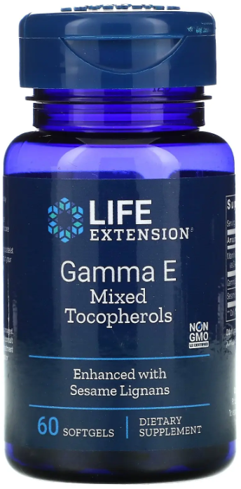 

Life Extension Gamma E Tocopherols Витамин Е: гамма E смешанные токоферолы 60 капсул