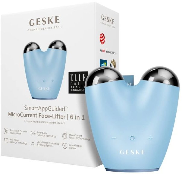 Акція на Микротоковый подтягиватель лица Geske MicroCurrent Face-Lifter 6в1 aquamarine від Stylus