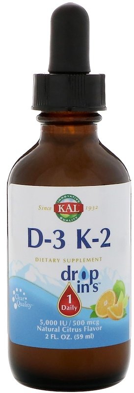 

KAL, Vitamin D-3 K-2 Drop Ins, Natural Citrus Flavor, 2 fl oz (59 ml) (CAL41369)