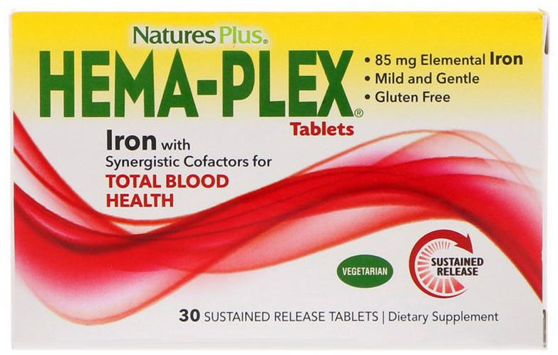 

Nature's Plus Hema-Plex 30 Sustained Release 30 Tabs Комплекс витаминов и минералов