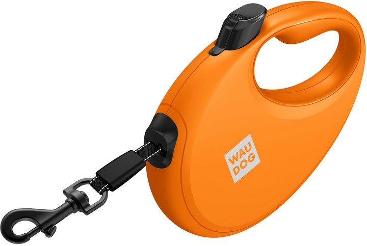 Акція на Поводок-рулетка для собак Waudog R-leash с контейнером для пакетов L оранжевый до 40 кг 5 м (26294) від Stylus