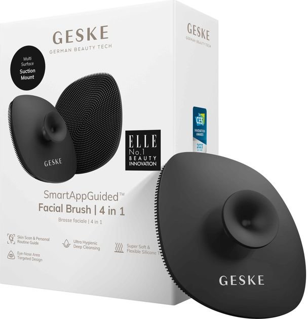 Акція на Щетка для лица Geske Facial Brush 4 в 1 Gray с держателем (GK000038GY01) від Stylus