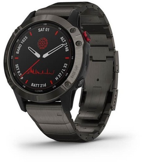 

Garmin Fenix 6 Pro Solar Titanium Carbon Gray Dlc With Titanium Dlc Band (010-02410-23)