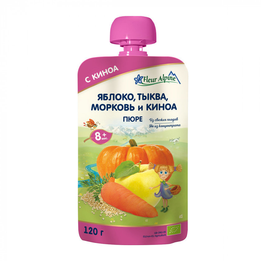 

Пюре Fleur Alpine Яблоко Морковь Тыква Киноа 120 г (1284036)