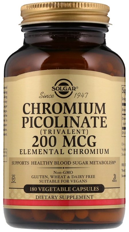 

Solgar Chromium Picolinate, 200 mcg, 180 Vegetable Capsules (SOL-00867)