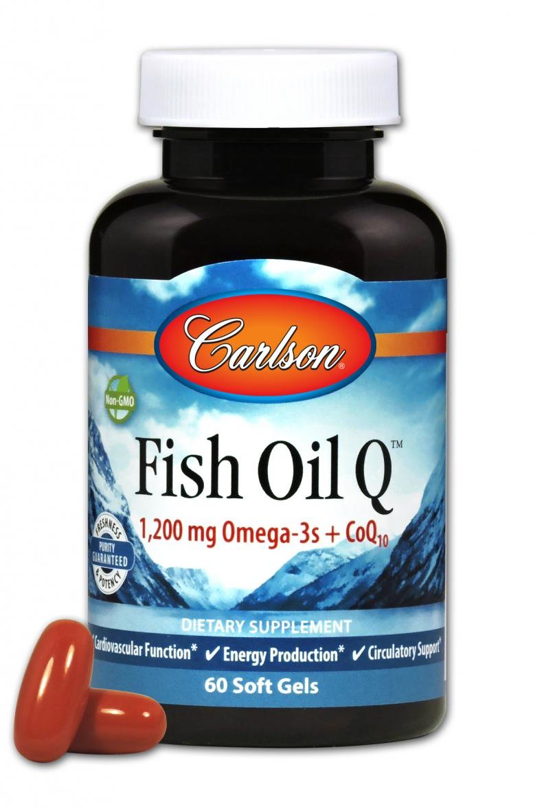 

Carlson Labs Fish Oil Q 60 soft gels Омега-3 + Коэнзим Q10