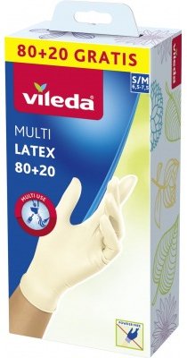 

Перчатки латексные Vileda Glove Multi одноразовые 80+20шт размер S/M (4023103197978)