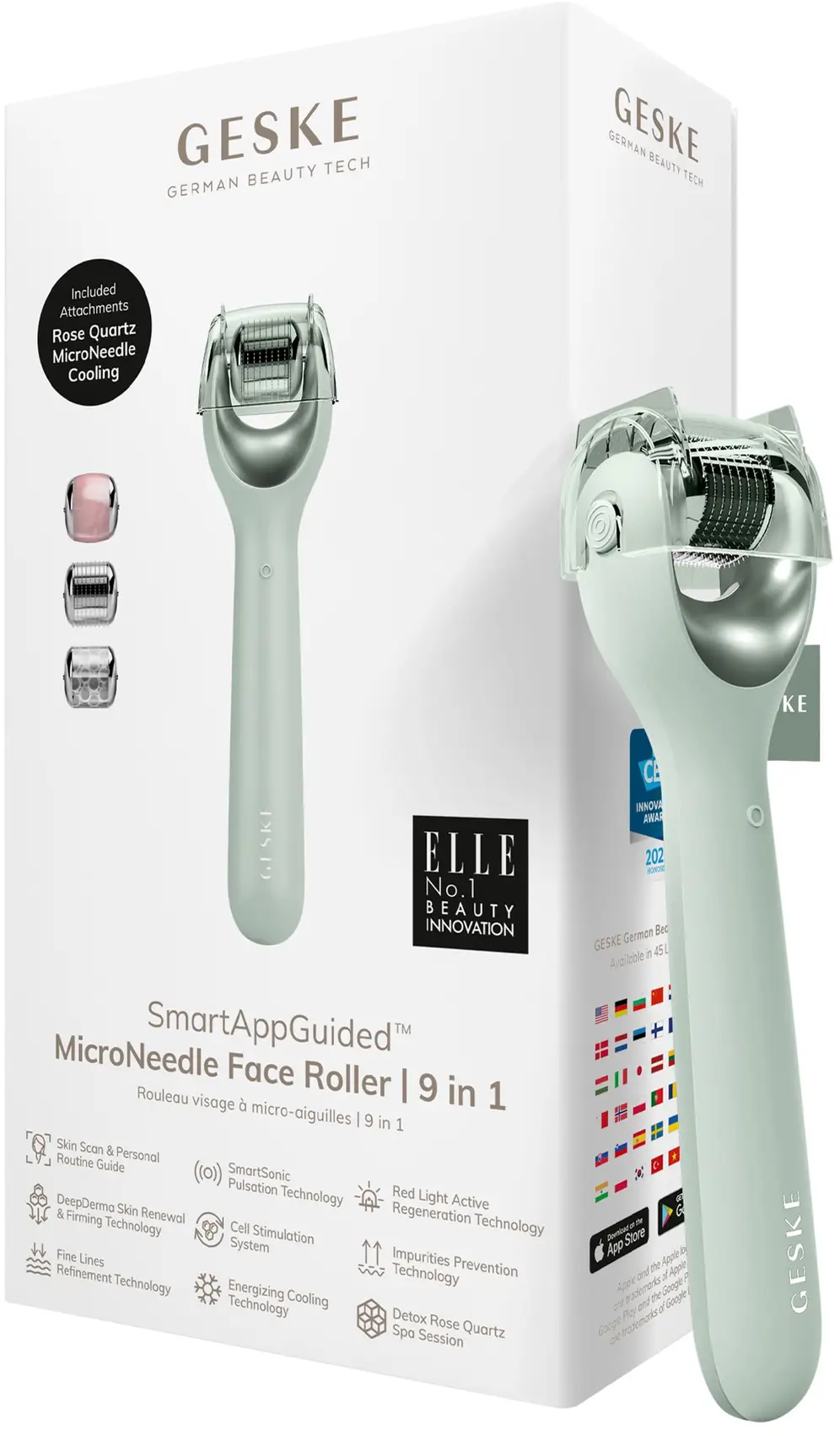 Акція на Электронный роллер для лица с микроиглами Geske MicroNeedle Face Roller 9в1 green від Stylus