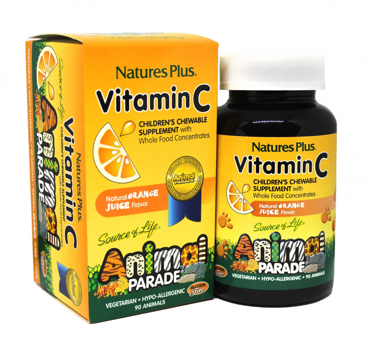 

Natures Plus Animal Parade Vitamin C 90 chewables Витамин С для детей, вкус апельсина