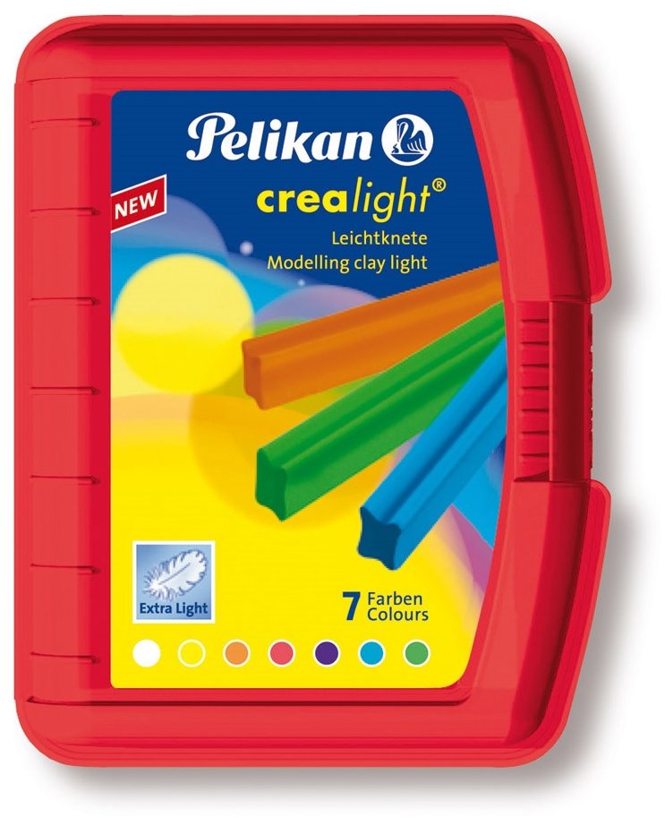 

Пластилин Pelikan Crealight суперлегкий 100г 7 цветов в красном пенале