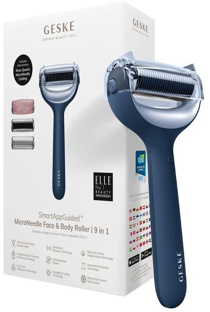 Акція на Роллер для игловой мезотерапии лица и тела Geske MicroNeedle Face&Body Roller 9в1 midnight від Stylus