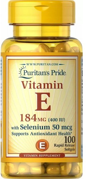 

Puritan's Pride Vitamin E 400 Iu with Selenium 50 mcg Вітамін Е з селеном 100 гелевих капсул