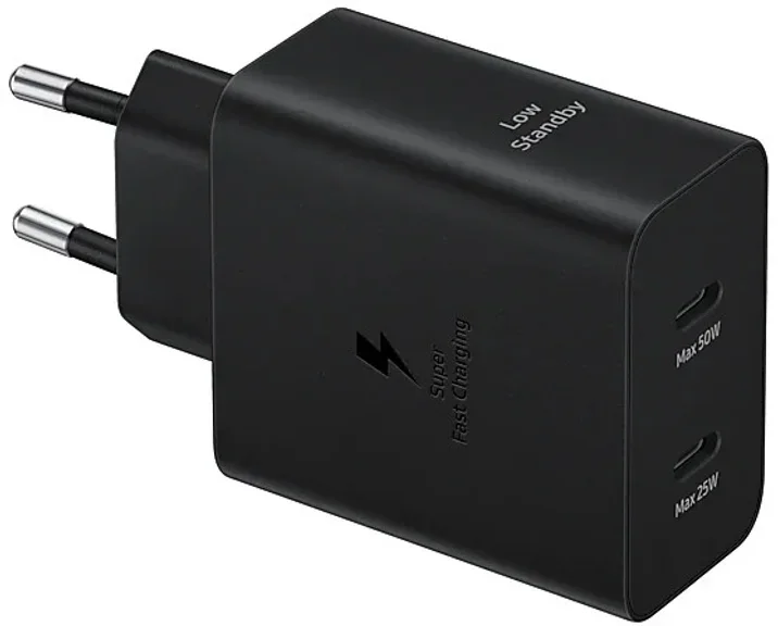 Акція на Samsung 2xUSB-C Wall Charger with Cable USB-C 50W Black (EP-T5020XBEGEU) від Stylus