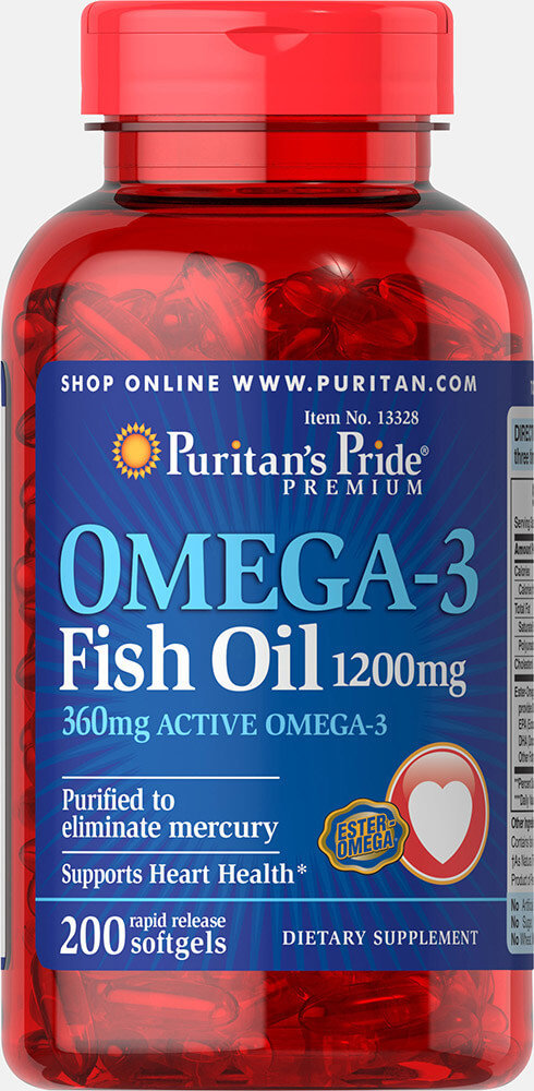 Акція на Puritan's Pride Omega-3 Fish Oil 1200 mg 200 caps від Stylus