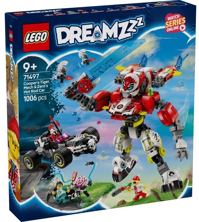 Акція на Конструктор Lego DREAMZzz Робот-тигр Купера и Хот-род авто Зеро 1006 деталей (71497) від Stylus