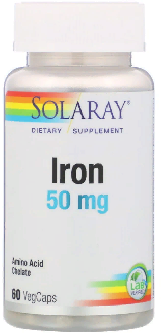 

Solaray, Iron, 50 mg, 60 Veggie Caps (SOR-46105) Залізо