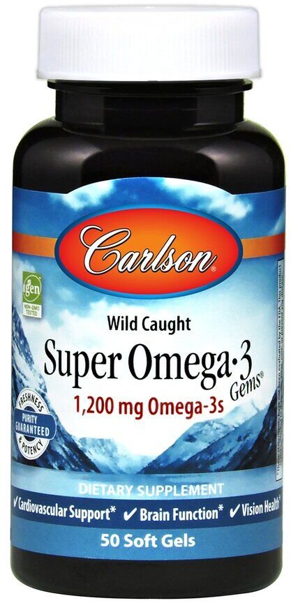 Акція на Carlson Labs Super Omega·3 Gems Fish Oil Concentrate 1000 mg 50 Soft Gels Супер Омега-3 Концентрат від Stylus