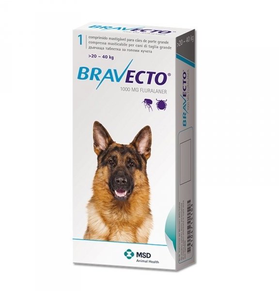 Акція на Жевательная таблетка Бравекто от блох и клещей для собак 20 - 40 кг (8713184146533) від Stylus
