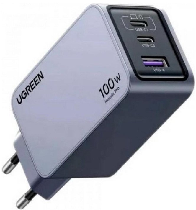 Акція на Ugreen Wall Charger 2xUSB-C+USB X757 GaN 100W Nexode Pro Gray (25874) від Stylus