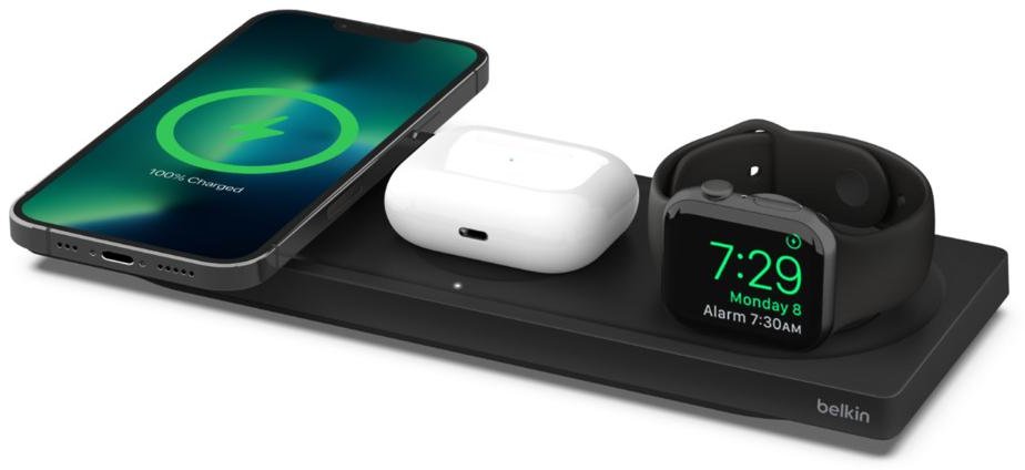 Акція на Belkin Wireless Charger Base Station Black (WIZ016VFBK) for iPhone 16 I 15 I 14 I 13 I 12 series, Apple Watch and Apple AirPods від Stylus