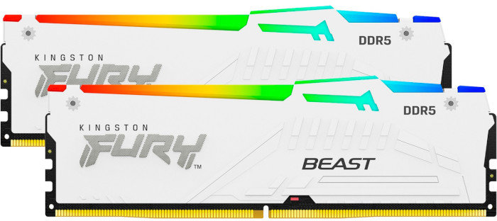 Акція на Kingston Fury 64 Gb (2x32GB) DDR5 5600 MHz Beast Rgb Expo White (KF556C36BWEAK2-64) від Stylus