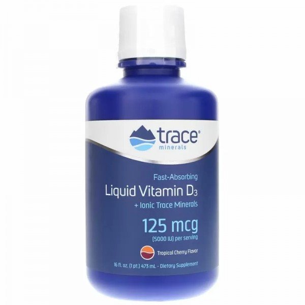 

Trace Minerals Liquid vitamin D3 5000 Iu Рідкий вітамін Д3 зі смаком тропічної вишні 473 мл