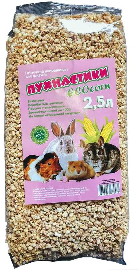 

Наполнитель Пухнастики ECOcorn для грызунов кукурузный 2.5 л