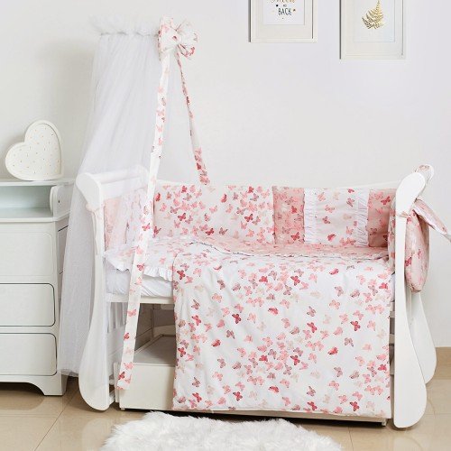 

Постельный комплект 8 эл. Twins Romantic Spring collection 4024-TR-24, Butterfly pink, розовый