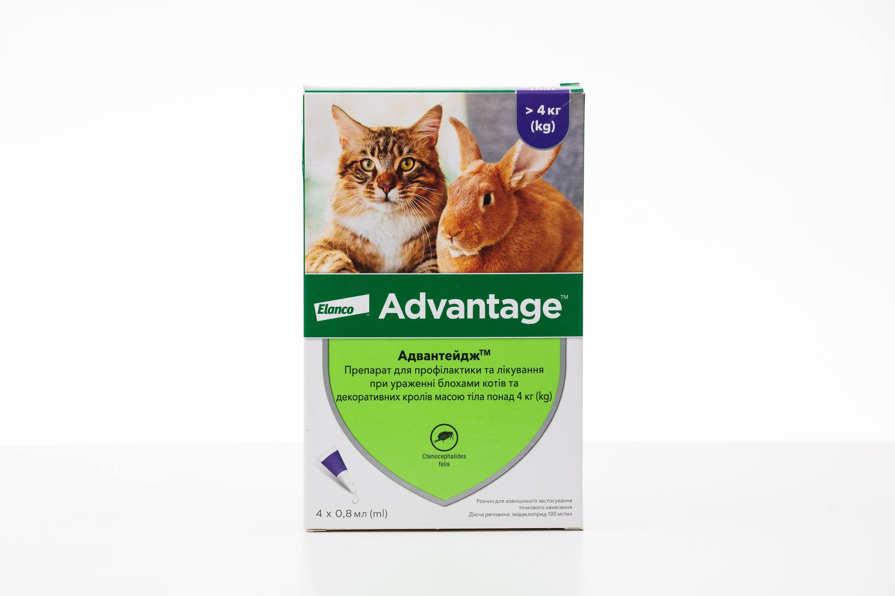 Акція на Краплі Bayer/Elanco Advantage 80 для котів більше 4 кг 4 піпетки/1уп. (4007221046394) від Y.UA