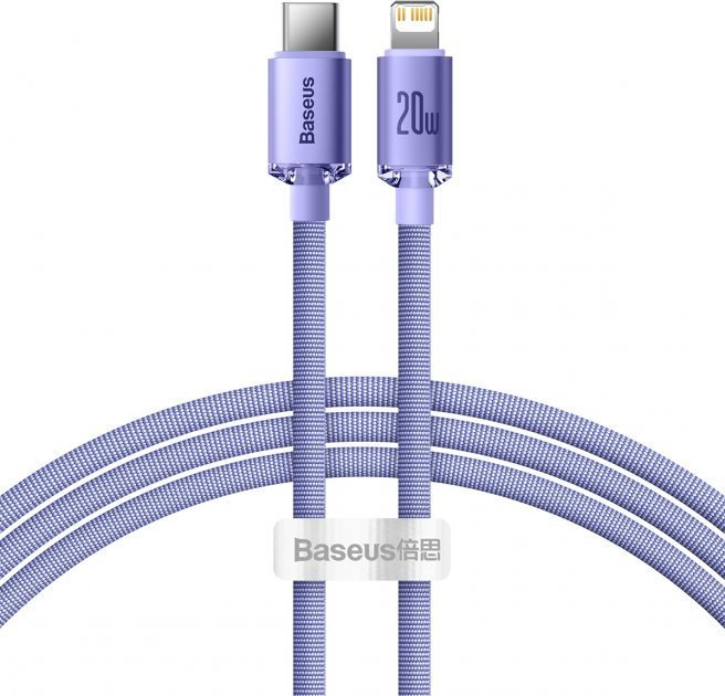 Акція на Baseus Cable USB-C to Lightning Crystal Shine 20W 2m Purple (CAJY000305) від Stylus