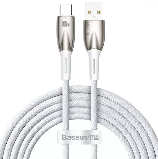 Акція на Baseus Usb Cable to USB-C Glimmer Series Fast Charging 100W 2m White (CADH000602) від Stylus