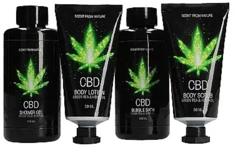 

Набір для ванни та душу Cbd Luxe Gift set - Green Tea & Hemp Oil (4 предмети)