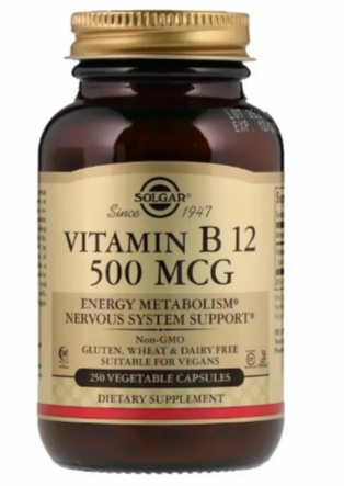 

Solgar Vitamin B12 500 mcg Солгар Вітамін В12 250 вегетаріанських капсул