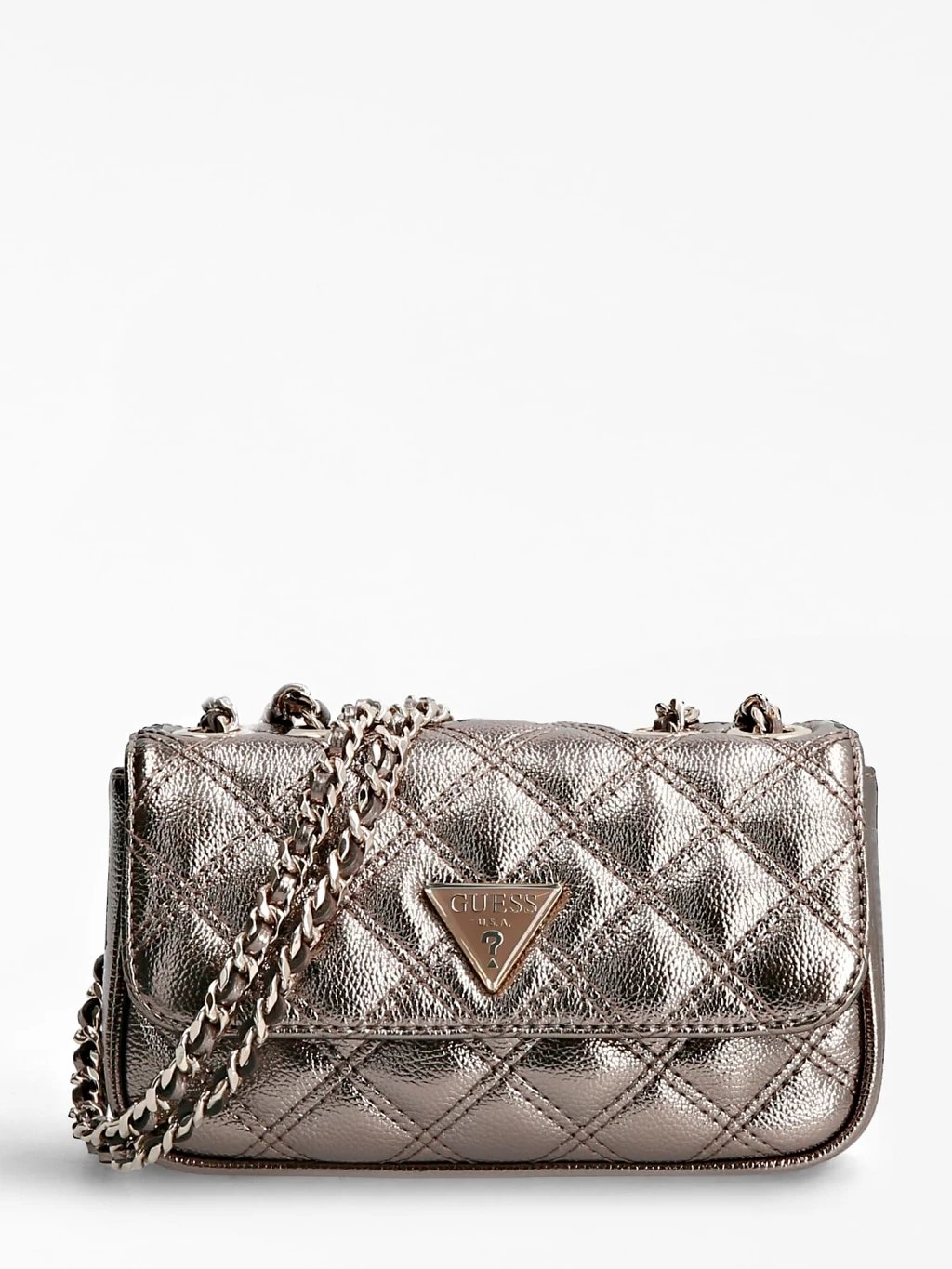 

Жіноча сумка крос боді Guess Cessily Micro Mini платинова (HWMG7679780-PEW)