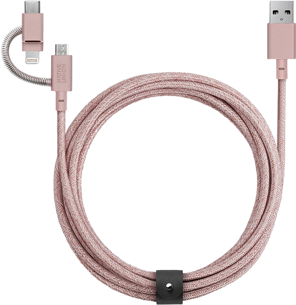 

Native Union Usb Cable to Lightning/microUSB/USB-C Belt 2m Rose (BELT-ULC-ROS-NP)