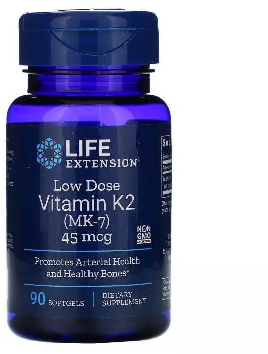 

Life Extension Low Dose Vitamin K2 (MK-7) Витамин К2 (МК-7) 45 мкг 90 капсул