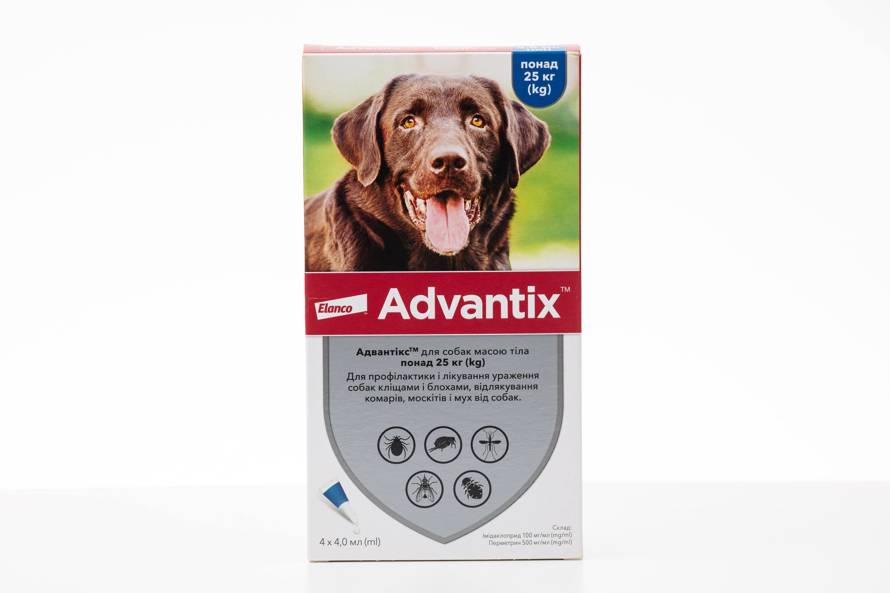 Акція на Капли Bayer/Elanco Advantix для собак более 25 кг от заражений экто паразитами 4 пипетки/1 уп. (4007221047254) від Stylus