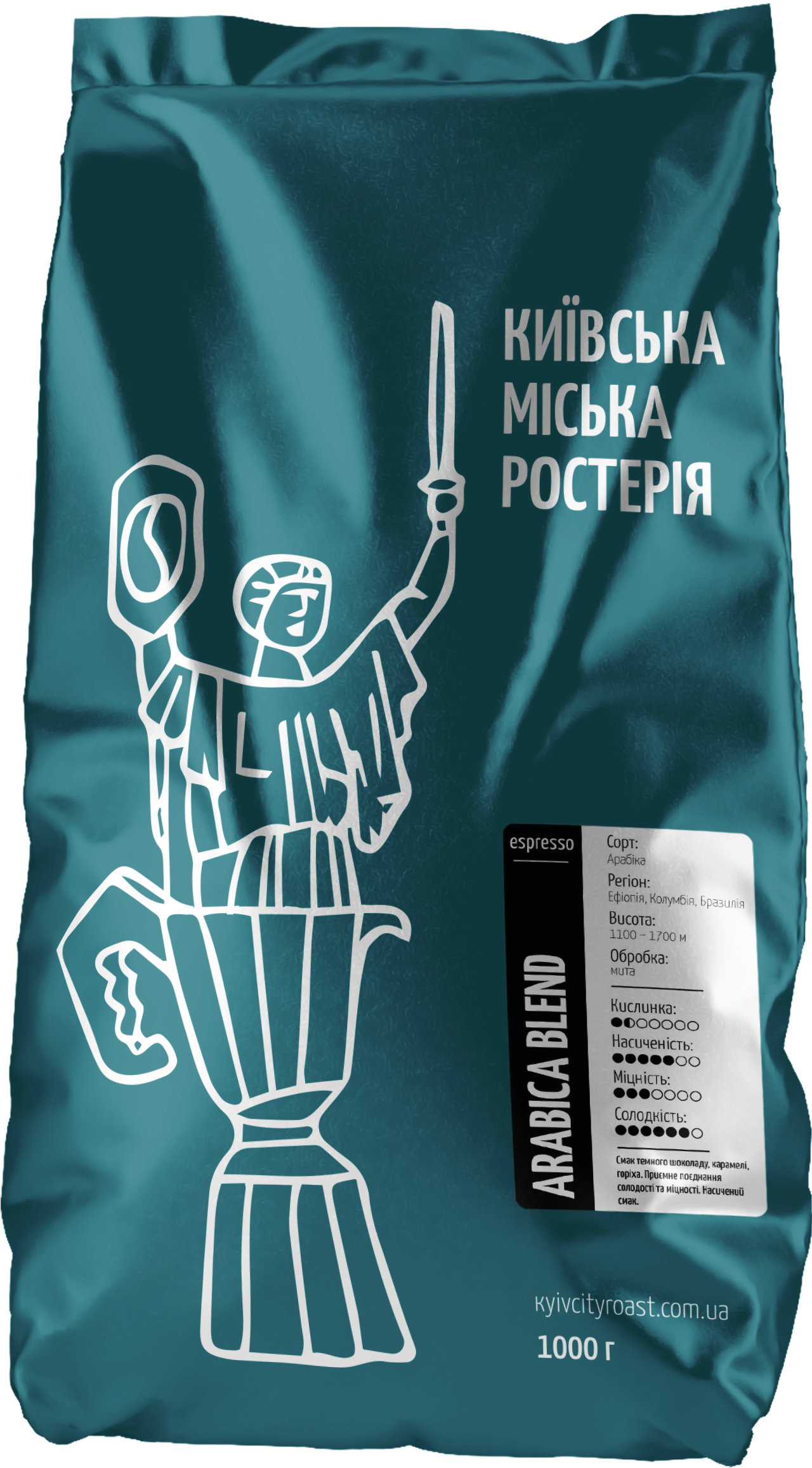 

Кофе Київська міська ростерія Arabica blend в зернах 1000 г