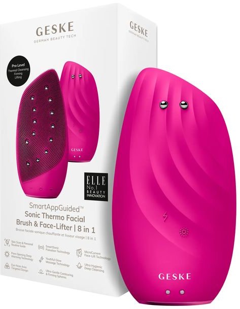 Акція на Очистительная щетка для лица Geske Sonic Thermo Facial Brush&Face-Lifter 8в1 magenta від Stylus