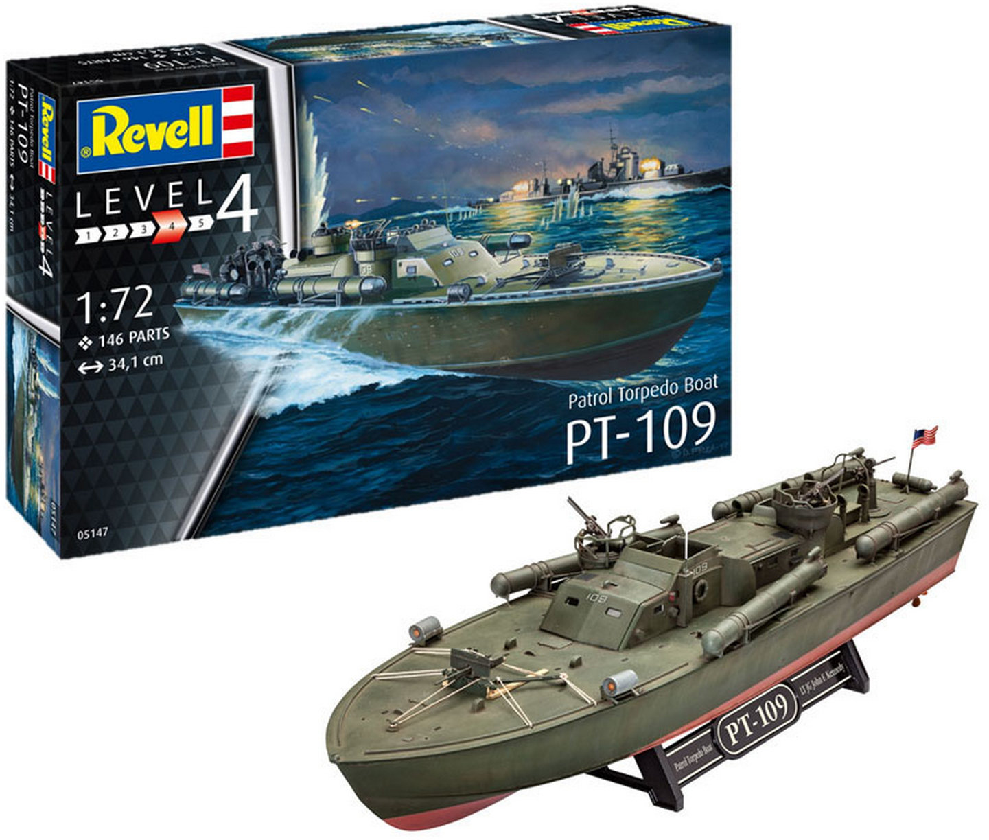 

Сборная модель-копия Revell Патрульный торпедный катер PT-109 уровень 4 масштаб 1:72 (RVL-05147)