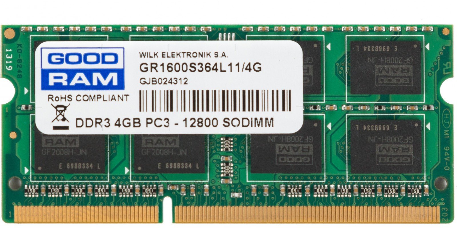 

Goodram 4 Gb SO-DIMM DDR3 1600 MHz (GR1600S364L11/4G)