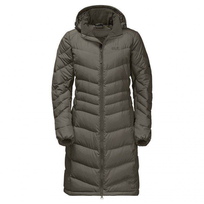 

Пуховик Jack Wolfskin Selenium Coat 1202081-5066 40 оливковый зимний с капюшоном длинный