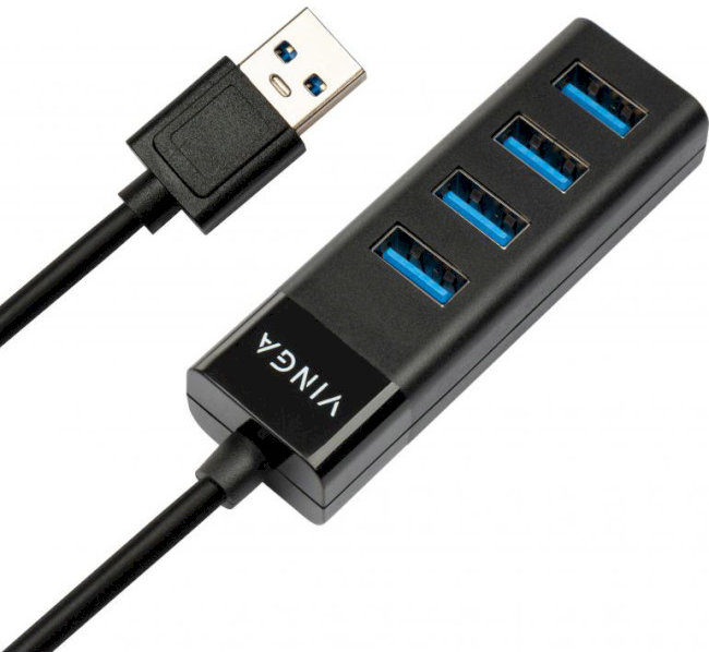 Акція на Vinga Adapter Usb to 4xUSB3.0 Black (VHA3A4) від Stylus