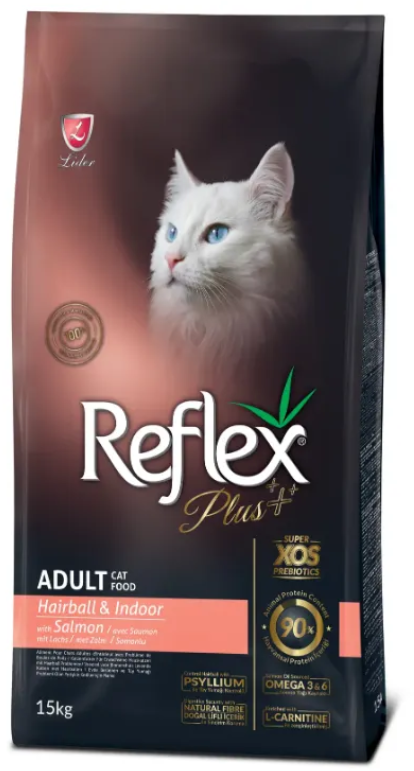 Акція на Cухой корм Reflex Plus Anti-Hairball Adult Cat Food with Salmon для котов которые живут в помещении с лососем 15 кг (RFX-407) від Stylus