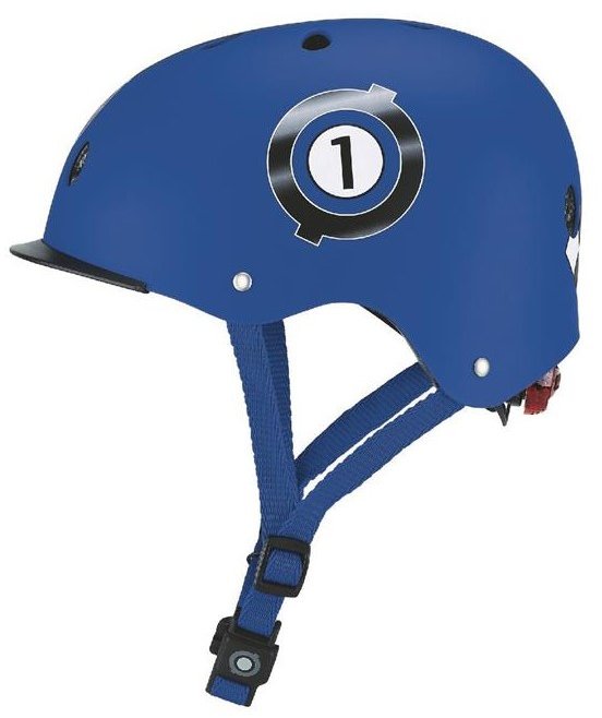 Акція на Шлем защитный детский GLOBBER, Гонки синий, с фонариком, 48-53см (XS/S) (507-100) від Stylus