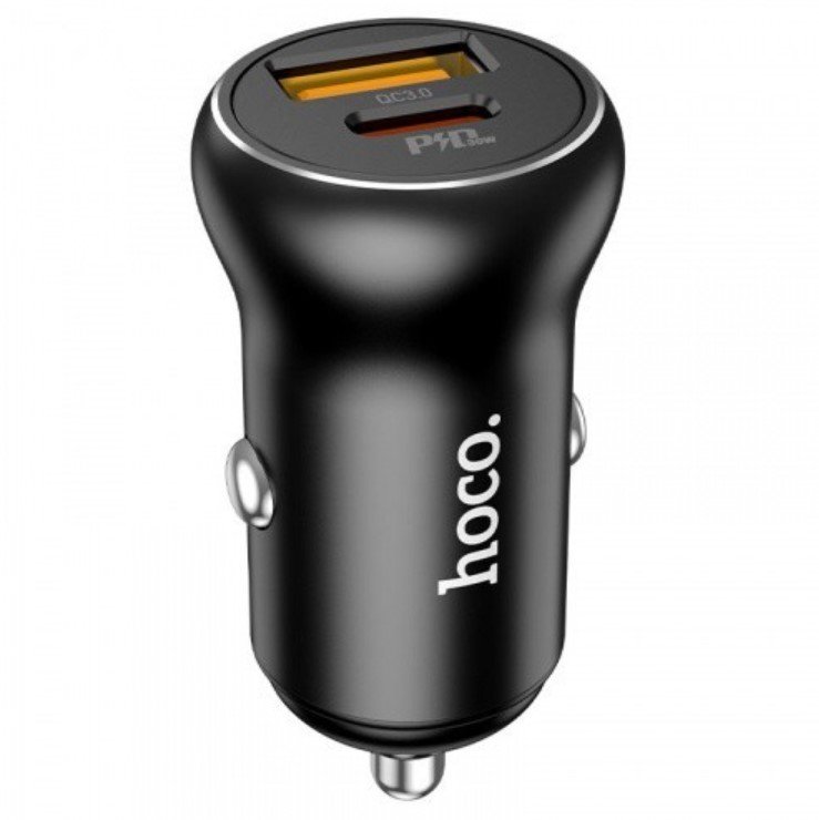 Акція на Hoco Car Charger USB+USB-C NZ5 PD+QC 5A 30W Black від Stylus